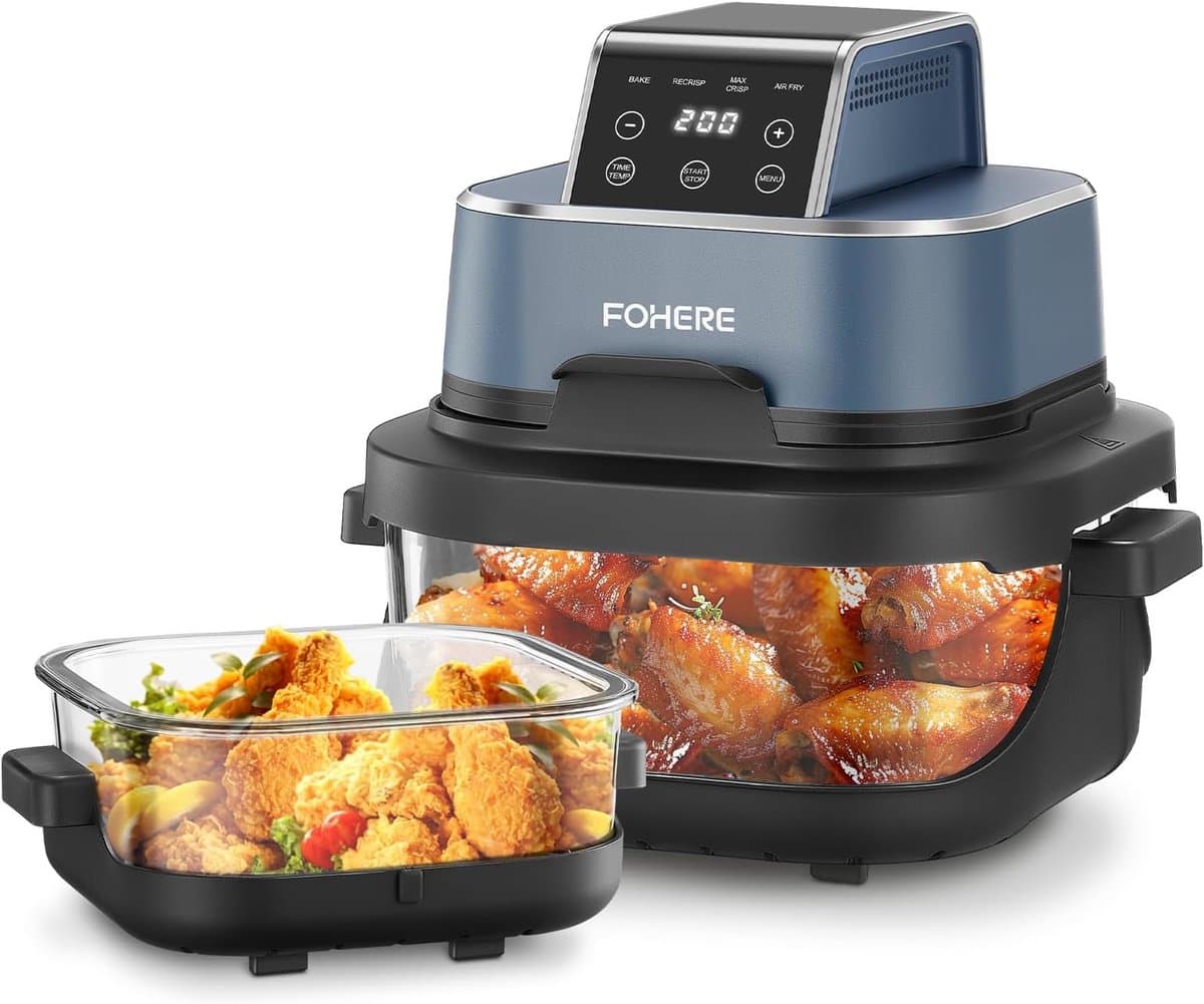 SnelShoppen - 4-in-1 Hot Air Fryer, Compact 4L Airfryer met 1.5L Bowl, Ideaal voor Bakken, Recrisp en Max Crisp, Voor 6 Personen, Blauw, Perfect voor — afbeelding 1