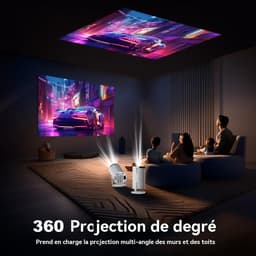 SnelShoppen - Draagbare Projector Wifi Bluetooth Projector 4K Compatibel met 1080P Native 180° Rotatie Keystone voor Buiten en Thuisbioscoop — thumbnail 3