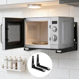 SnelShoppen - Set van 2 Wandbeugels voor Magnetron | Verstelbare RVS Houder voor Magnetron en Mini Oven | Zwart en Duurzaam — thumbnail 3