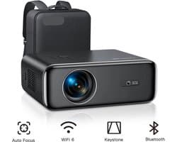 Beamer - Projector - Mini Projector - 4K - FHD 1080P - 26000 Lumen - Auto Focus & Keystone - WIFI 6 & Bluetooth – Draagbare - Home Theater Beamer – EU Plug - Zwart