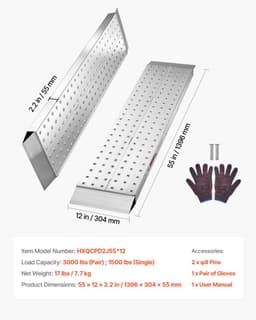 Laadrampen - Set van 2 Oprijrampen - Aluminium - 140 x 30 cm - Antislip Oppervlak - Totaal 1360 kg Draagvermogen - Voor Motor, Grasmaaier, Tractor, Aanhanger — thumbnail 4
