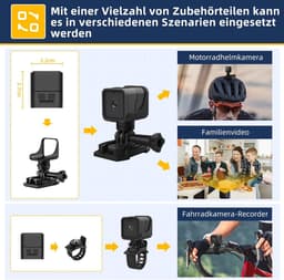 SnelShoppen - AIKER Dashcam Motorcamera 1080PHD met Wifi, Waterdicht IP66, 120° Groothoek, Sportcamera voor Motorhelmen, Inclusief 64 GB Geheugenkaart — thumbnail 4