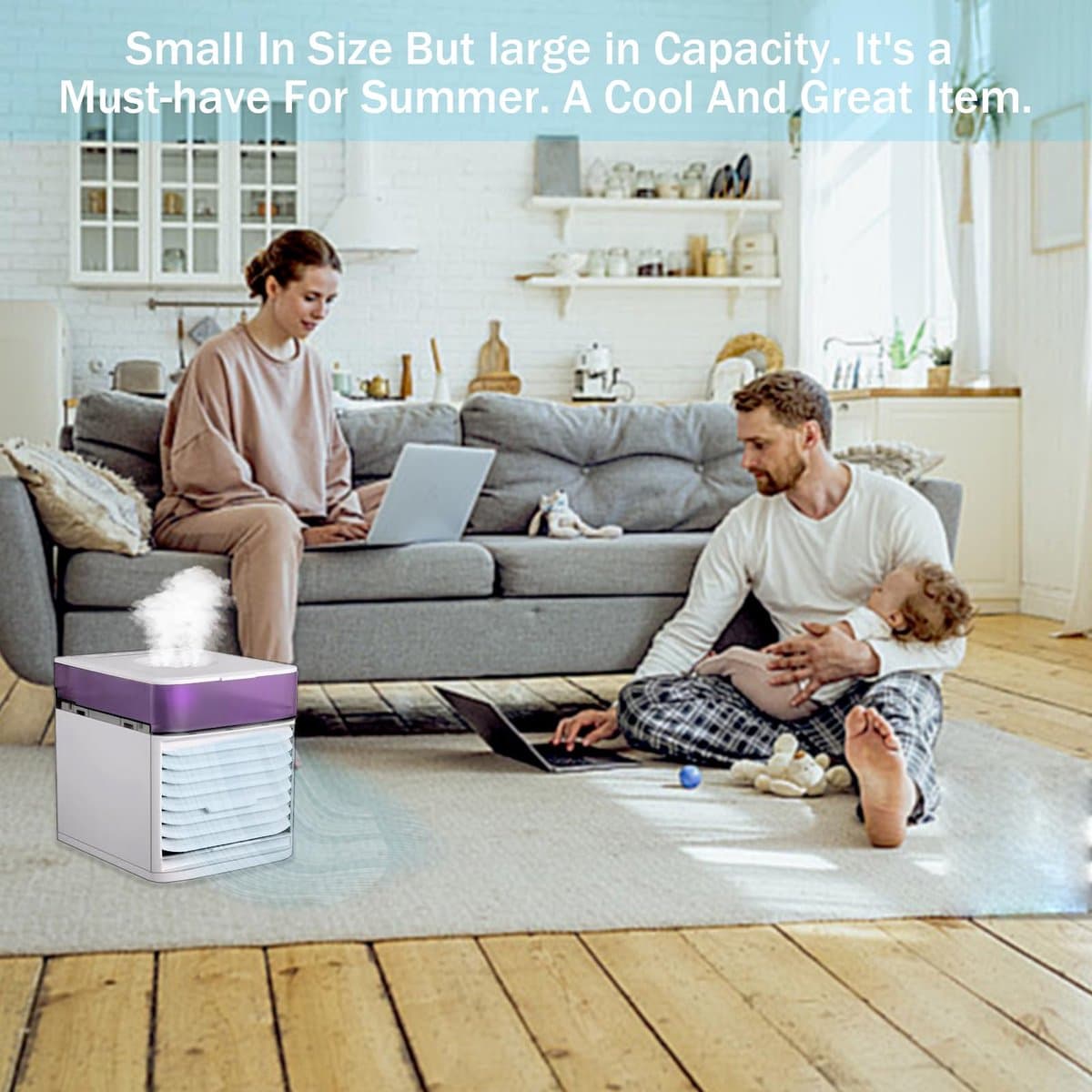 SnelShoppen - Draagbare Airconditioning 4-in-1, Compacte Persoonlijke Luchtkoeler, Bureau Airco met 3 Windsnelheden, Ideaal voor Thuis, Kantoor, Campi — afbeelding 1