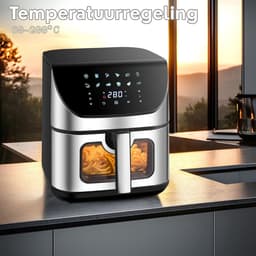 ApexArte®Heteluchtoven - Oven - Airfryer Oven - Zilver met Zwart — thumbnail 2
