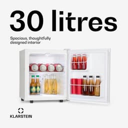Klarstein Minibar Mini Koelkast voor Kamer, 30 L Mini Koelkast voor Dranken, Snacks & Cosmetica, Kleine , Kleine en Stille Koelkast, Skincare Koelkast voor Kamer & Kantoor 5–15 °C - 23 dB - voor Slaapkamer - Compact Geruisloos — thumbnail 5