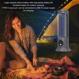 Torenventilator - Vloerventilator - Mini tafelventilator - Handmatige instelling - Bladloze ventilator - Staand en liggend - Met digitaal display - Inclusief USB datakabel - Voor slaapkamers, woonkamers, kantoren (Grijs - 27*6*8 cm) — thumbnail 3
