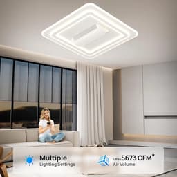 Plafondventilator - Bladloos - 6 Standen - Ventilator - Dimbaar Met Afstandsbediening - Wit - 64 cm - Bladloze Plafondventilator - Moderne lamp - Plafonniere — thumbnail 3