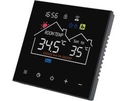 Slimme Thermostaat - Programmeerbare Thermostaat - Energie Besparen - Afstandsbediening Via App - 10 x 10 x 6 cm - Zwart
