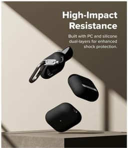 Ringke Silicone Hoesje Geschikt voor Apple AirPods Pro 3 - Siliconen Cover - Karabijnhaak - Case Zwart — thumbnail 5