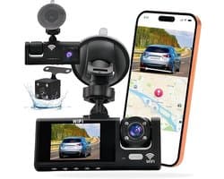 SnelShoppen - Dashcam 3 camera's 1080P Full HD | Maximale veiligheid 360° zonder dode hoek, nachtzicht, parkeerbewaking, wifi, bewegingsdetectie, idea