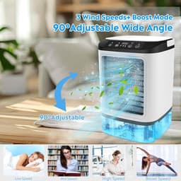 Ventilator - USB-bureauventilator - Vernevelingsventilator - Mini watergekoelde luchtkoeler - Mini airconditioner voor kantoor/thuis - 24*16,5*16,5 cm - Wit - ABS-materiaal — thumbnail 4
