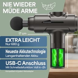 SnelShoppen - Massage Gun met 6 Massagekoppen en 30 Snelheden, USB-C Aansluiting en LCD Touchscreen, Spier Massager, Spier Gun (Grijs) — thumbnail 4