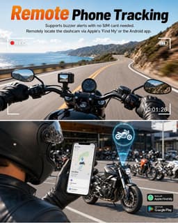 SIXWIN 1080P Dashcam motorfiets, wifi & app motorcamera met kleurennachtzicht, lusopname, afstandsbediening van - ShopVlot — thumbnail 2
