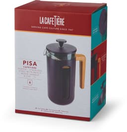 La Cafetière - Pisa Cafetière - Borosilicaatglas - RVS - Houten Handvat - Paars - 8 Kops - 1L — thumbnail 3
