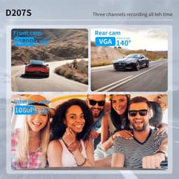 Auto Dashcam - Rijcamera Video - Veiligheid Onderweg - 3 Kanaals Opname - 3 inch Display - Zwart — thumbnail 2