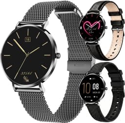 Synyq Liva AMOLED Smartwatch Dames – 40mm – 3 Bandjes - Horloge Dames – Stappenteller - Sporthorloge Dames - Hartslagmeter - Bloeddrukmeter - Slaapmonitor - Geschikt voor iOS/Android - Black — thumbnail 1