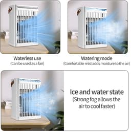 Luchtkoeler - Draagbare airconditioner - Met handvat Persoonlijke Koeler - Watertank van 680 ml - Met 5 ventilatorsnelheden en 2 nevelstanden en 7 kleuren Sfeerverlichting - Met 2/4/6 uur timer - Voor slaapkamer en kantoor - Zwart — thumbnail 3
