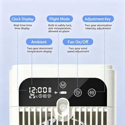 KZQ Draagbare Airco met Mistfunctuie, 3-in-1 Verdampingskoeler met 500 ml Watertank, Stille 20 dB Oplaadbare Mini Fan voor Bureau Slaapkamer Kantoor Camping — thumbnail 3
