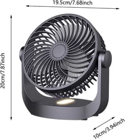 VHV - Ventilator - Tafelventilator - Luchtcirculatie Ventilator met Sfeerverlichting - Draagbare Wandventilator 1200mAh - Krachtige 3-in-1 Tafel- en Muurventilator voor Kantoor, Keuken en Badkamer - Wit — thumbnail 4