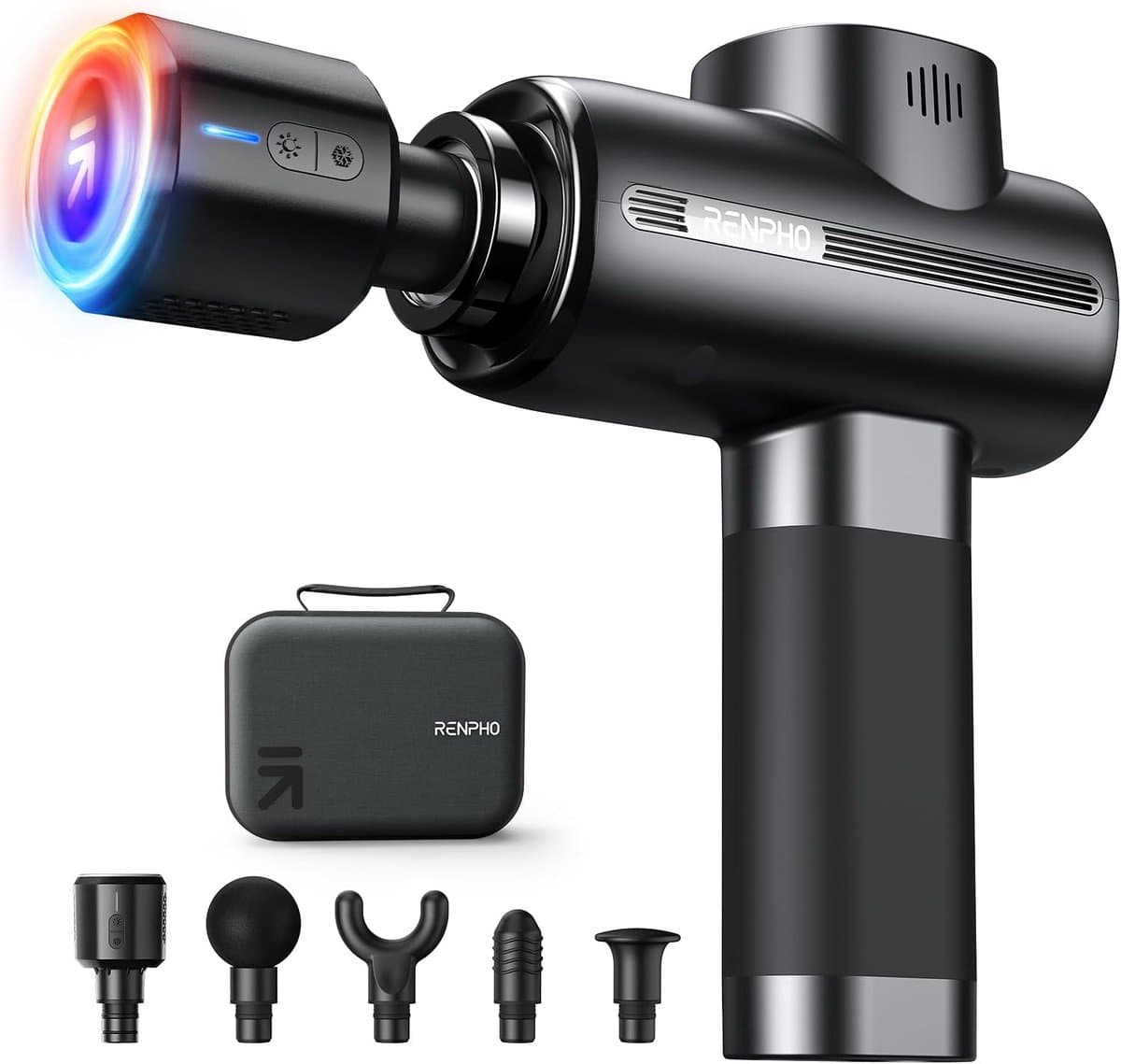 Massage Gun - Spier Stimulator - Spierherstel Ontspanning - Verwarmen Koelen Hoofd - 0.7kg Lichtgewicht - Zwart — afbeelding 1