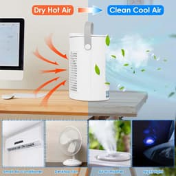 Draagbare 4-in-1 luchtkoeler, mini-verdampingskoeler op USB (met waterreservoir van 500 ml), voorzien van 3 snelheden en 3 vernevelingsstanden, stille bureau-luchtkoeler (met led-nachtlampje), geschikt voor kantoren, slaapkamers en studentenkamers. — thumbnail 3