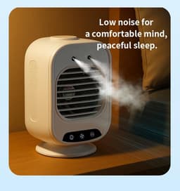 USB-C oplaadbare vernevelingsventilator, draagbare bureauventilator, 3 windsnelheden, 2 vernevelingsstanden, 150° verstelbare oscillatie, 280 ml watertank, stille mini-verdampingsventilator, geschikt voor slaapkamers,kamperen en buitenactiviteiten. — thumbnail 5