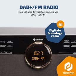 Denver Retro Platenspeler - DAB+/FM Radio - CD - Cassette - Bluetooth - Auto stop - MRD180 - Darkwood — thumbnail 4