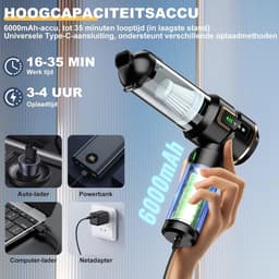 Handstofzuiger 4-in-1 met LCD Display - Draadloos - 28000PA - Oplaadbaar - Voor Auto en Huis — thumbnail 5