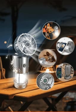 Home & Marker – 5-in-1 Campinglamp Oplaadbaar – LED Kampeerlamp met Ventilator, Bluetooth Speaker, Powerbank & Kompas – Tentverlichting Outdoor – LANTFAN — thumbnail 3