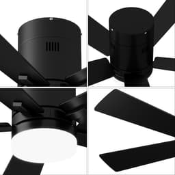 Plafondventilator met lamp - Diameter 106.6 cm - 6 snelheden & 3 kleuren - omkeerbare motor en stil - modern - Zwart — thumbnail 4