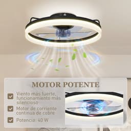 TEKROA® Plafondventilator met Verlichting - 40W LED - Stille DC Motor - Afstandsbediening - 6 Snelheden - Dimbaar - Ventilator lamp - Zwart — thumbnail 4