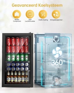 SP® Minibar - 86L Capaciteit - Mini Koelkast - Draagbare Koelkast - Zwart - 48cm x 44cm x 84cm — thumbnail 5