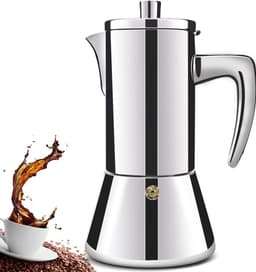 6 Cup Thickened 304 Stainless Steel Moka Pot Stovetop Espresso Maker Espresso Maker Cafeteras Italian Coffee Maker Capable Mocha Coffee Machine Greca Coffee Maker for Home & Camping 300ml 10oz — thumbnail 1