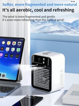 Mobiele Airco - Airco - Aircooler - Luchtkoeler - 500ML Watertank - USB-C - Draagbare Aircooler - Airconditioning - Luchtbevochtiger - Ventilator - 2 Standen — thumbnail 3