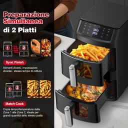 SnelShoppen - TopStrong Air Fryer 11L, Friteuse Zonder Olie met 2 Kijkladen, Compact Design, 2500W, 40-220°C, 6 Kookfuncties voor Gezond Koken in Keuk — thumbnail 4