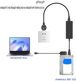 SATA PATA IDE naar USB 2.0 Adapterkabel voor 2.5" en 3.5" Hard Drives en SSD's met Voedingskabel voor PC en Laptops — thumbnail 2