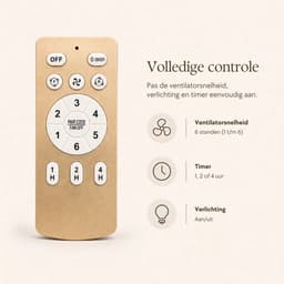 Minovia Sora Plafondlamp met Ventilator – Rotan Design – Afstandsbediening – Voor Wonen, Slapen en Werken — thumbnail 2