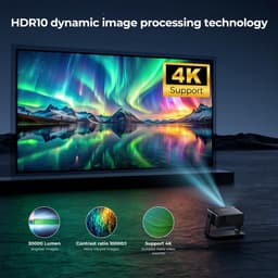 Beamer, compatibel met Netflix 1080P, WiFi6 en Bluetooth | Retroprojector Focus elektrisch / trapeziumcorrectie, compatibel met 100.000 apps, thuisbioscoop/outdoor — thumbnail 5