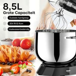 Lìon® Deegmachine - Mixer met Kneedhaak - Kneedmachine - Zwart - 42cm x 36cm x 27cm — thumbnail 2