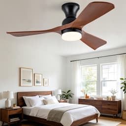 42-inch plafondventilator met verlichting - gelijkstroommotor met voor- en achteruitloop - 3 kleurtemperaturen - 6 snelheidsstanden met geheugenfunctie - drie ABS-bladen - geschikt voor slaapkamers en kleine ruimtes — thumbnail 2