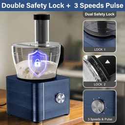 Keukenmachine - Foodprocessor Mixer - Koken en Bakken - 11-in-1 Functionaliteit - 3.2 Liter Kom - Donkerblauw — thumbnail 5