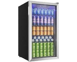 Brandistry - Drankenkoelkast - Drankkoelkast - Koelkast - Glazen Deur - Verstelbare Planken - 90 Liter - LED Verlichting - Grijs