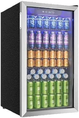 Brandistry - Drankenkoelkast - Drankkoelkast - Koelkast - Glazen Deur - Verstelbare Planken - 90 Liter - LED Verlichting - Grijs — thumbnail 1