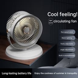 KZQ Statiefventilator - Ventilator Staand - Herlaadbaar - 5 Windsnelheden - 4 Verstelbare Hoogtes - Voor Thuis En Kantoor - Grijs — thumbnail 5
