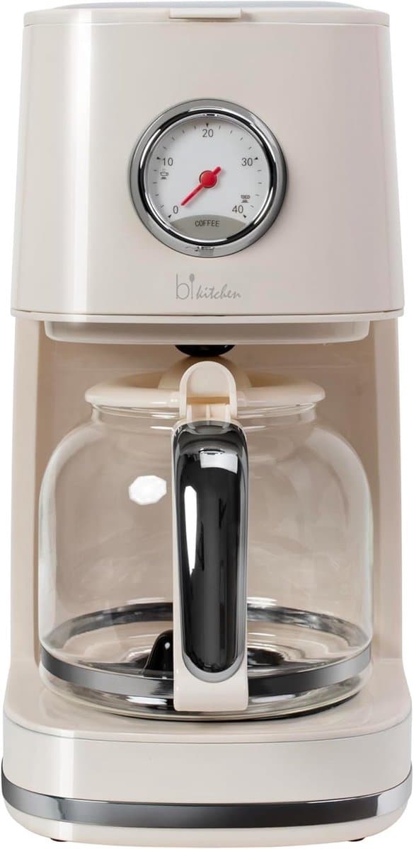Koffiezetapparaat - Crèmewit - Retro Design - 900 Watt - Voor 4-12 Kopjes — afbeelding 1