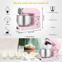 Stand Mixer - Keukenmachine - Ingrediënten Mengen - 6 Snelheden - 3.5 Liter Kom - Roze — thumbnail 3