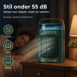 VHV - Ventilatoren - Luchtkoeler - Aircooler - Mobiele luchtkoeler - Torenventilator - Verkoeling - Bladloze ventilator - Oscillerend - Met watervernevelaar - Oplaadbaar - Voor bureau en kantoor - Groen — thumbnail 3