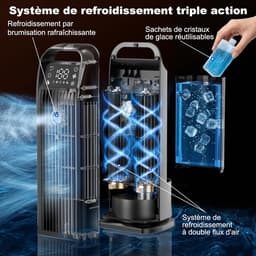 Mobiele Aircooler – 6-in-1 Luchtkoeler – Stil – 120° Oscillatie – 1200 ml – Zwart — thumbnail 5