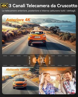 3-kanaals Dashcam - 4K - WiFi en GPS - Nachtzicht - Voor Auto's — thumbnail 2