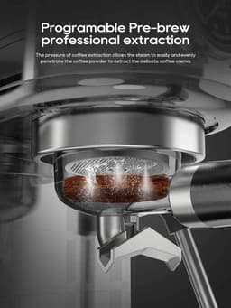Casa Living Espressomachine - 20 Bar Semi-Automatisch - Instelbare Temperatuur - RVS Behuizing - 51 mm Portafilter - Zilver — thumbnail 3